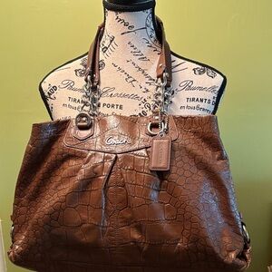 Coach Ashley Croc Embossed Leather Carry All satchel (style F17661)